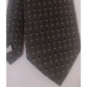 Burma & Bibas 59" X 4" Classic Black Gray Geometric Pattern Men's Tie Silk USA